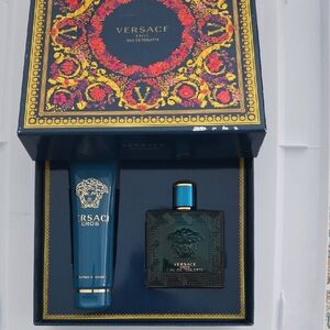 Versace Eros Gift Set in Teal and Gold Accents